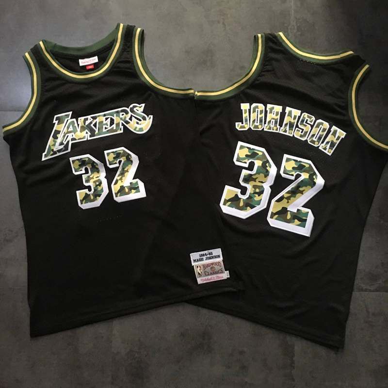 Men Los Angeles Lakers 32 Johnson Camo Embroidery NBA Jerseys